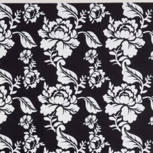 Białe kwiaty na czarnym tle- welur tapicerski