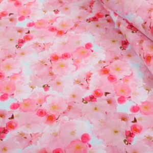 Kwiaty wiśni- welur tapicerski