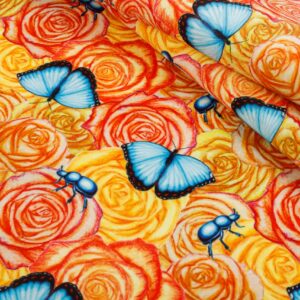 Motyle z żuczkami- welur tapicerski