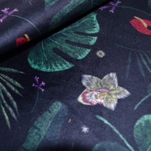 Kwiaty/ Liście– welur tapicerski