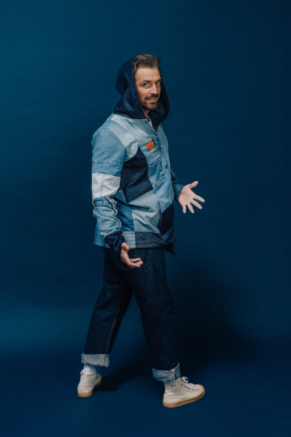 Kardigan patchworkowy Jeans - obrazek 3
