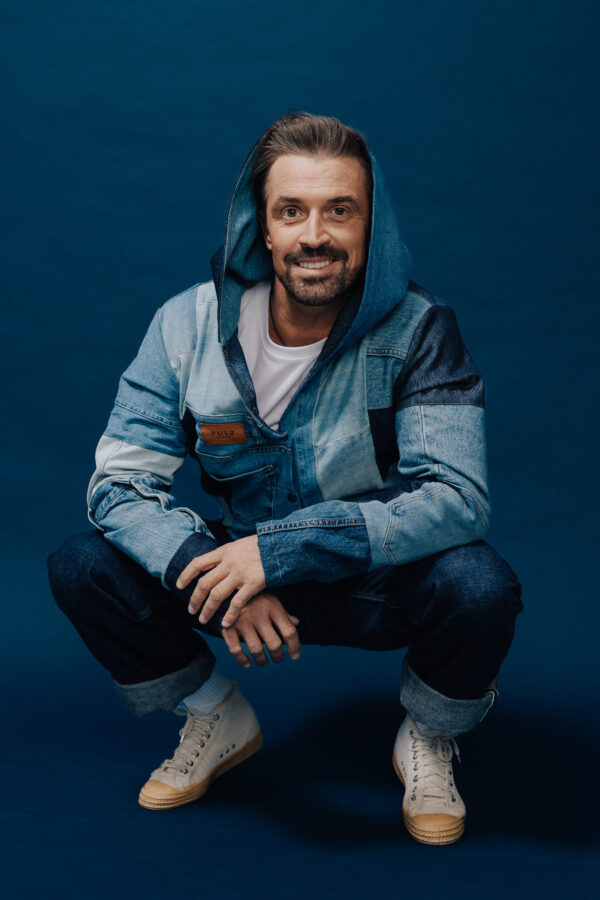 Kardigan patchworkowy Jeans - obrazek 2