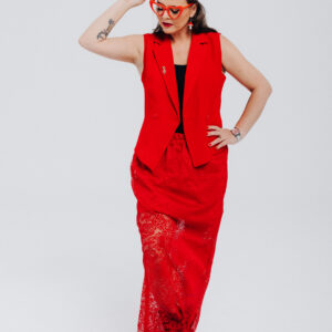 Spódnica czerwień koronka