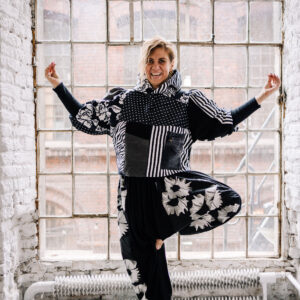 Spodnie pumpy czarno/białe