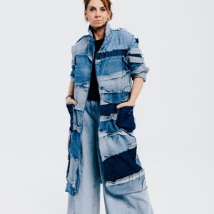 Płaszcz patchwork jeans